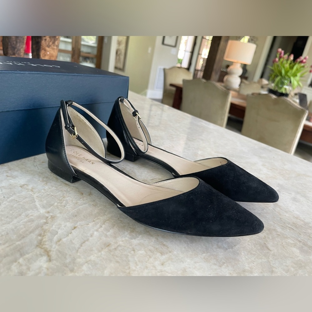 Cole Haan black leather & suede flats. - Picture 2 of 7